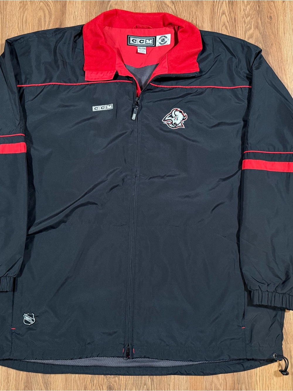 VTG Buffalo Sabres Goat Head CCM Center Ice Jacket Mens XXL Full Zip Windbreaker